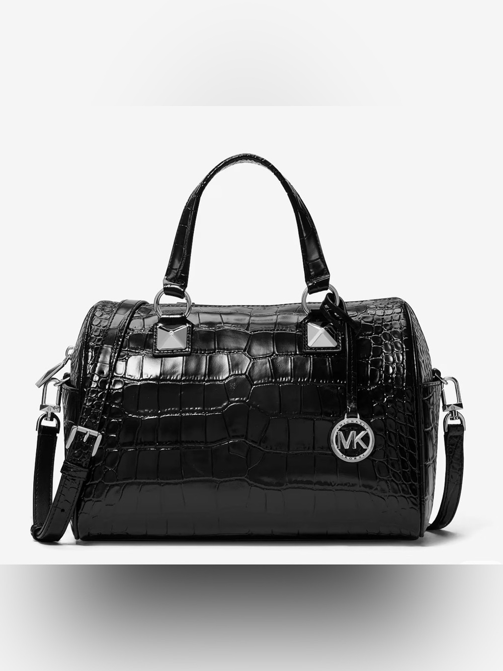 Michael Kors Black Croc-Embossed Duffel Bag